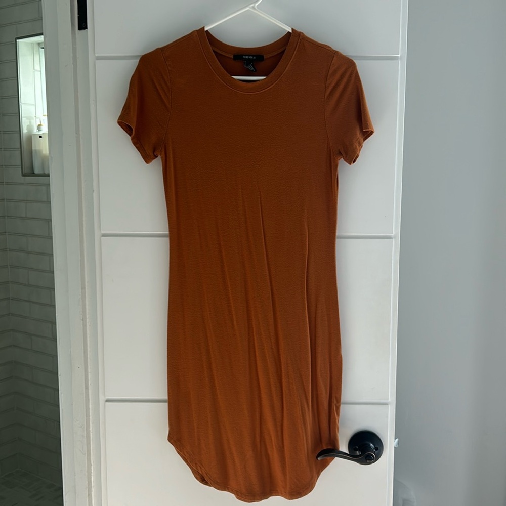 Burnt orange basic tshirt dress
